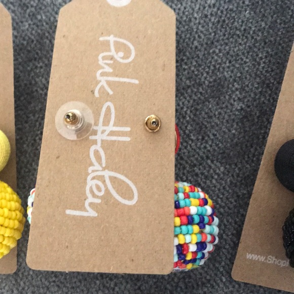 NWT Ball Drop Earrings- white, blue, multicolor - Picture 8 of 8